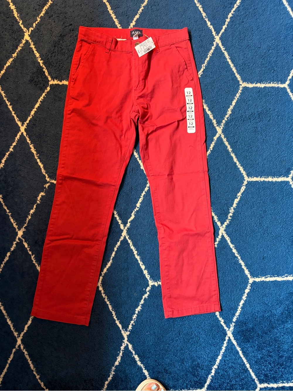The Children's Place Red Straight Casual Pants color is Hamptons red.